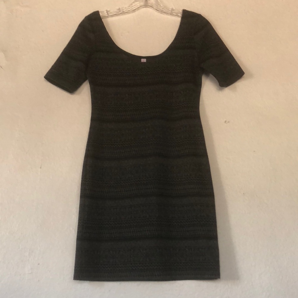 Indie soft black and gray mini body hugging dress